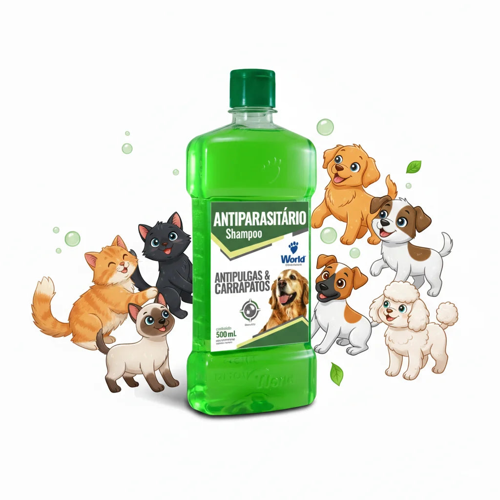 Shampoo Antiparasitario Para Caes 500mL World Veterinaria