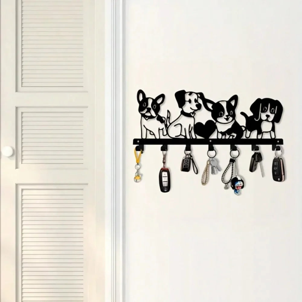 Gancho de parede de metal para cachorro caprichoso PawsomeTale - porta-chaves charmoso para amantes de cães, suporte de parede quadrado durável multiuso