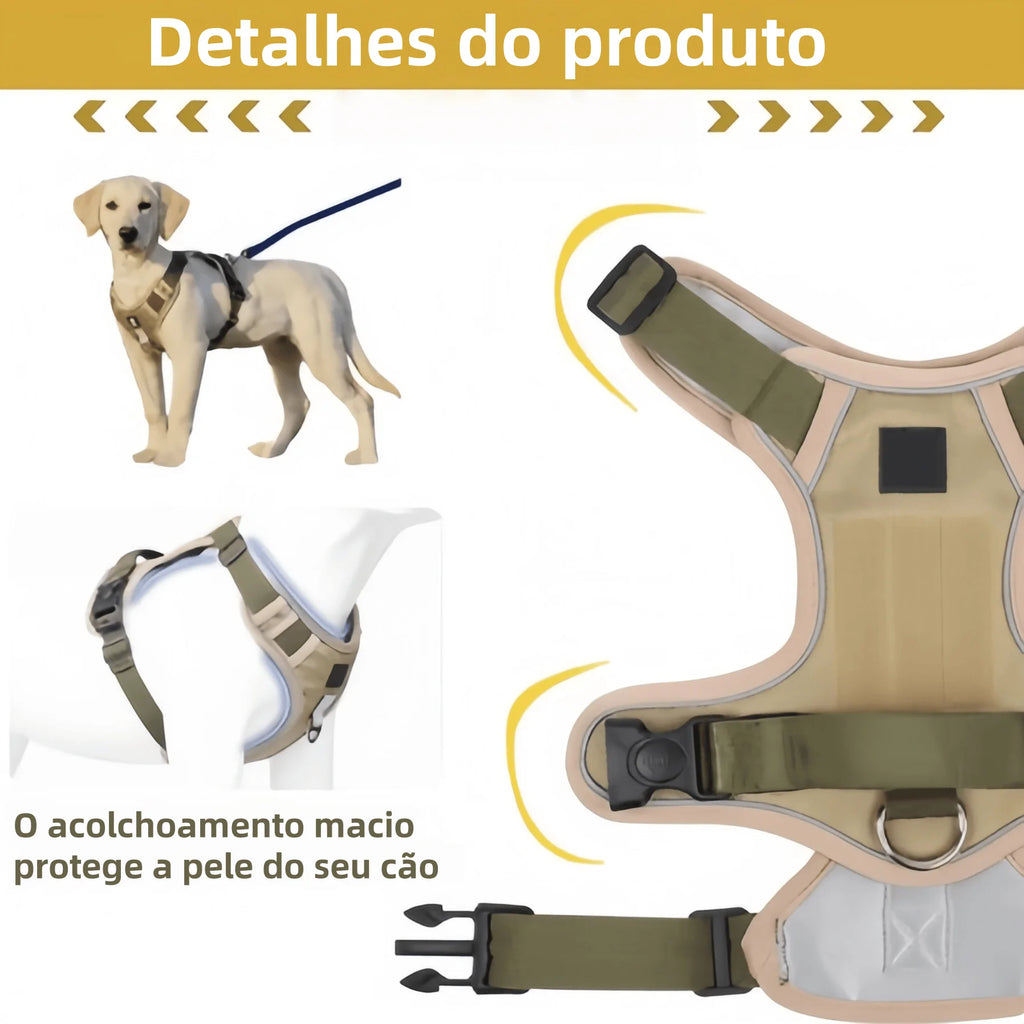 Colete Peitoral Ajustável para Cães de Médio e Grande Porte – com Alça e Tiras Refletivas