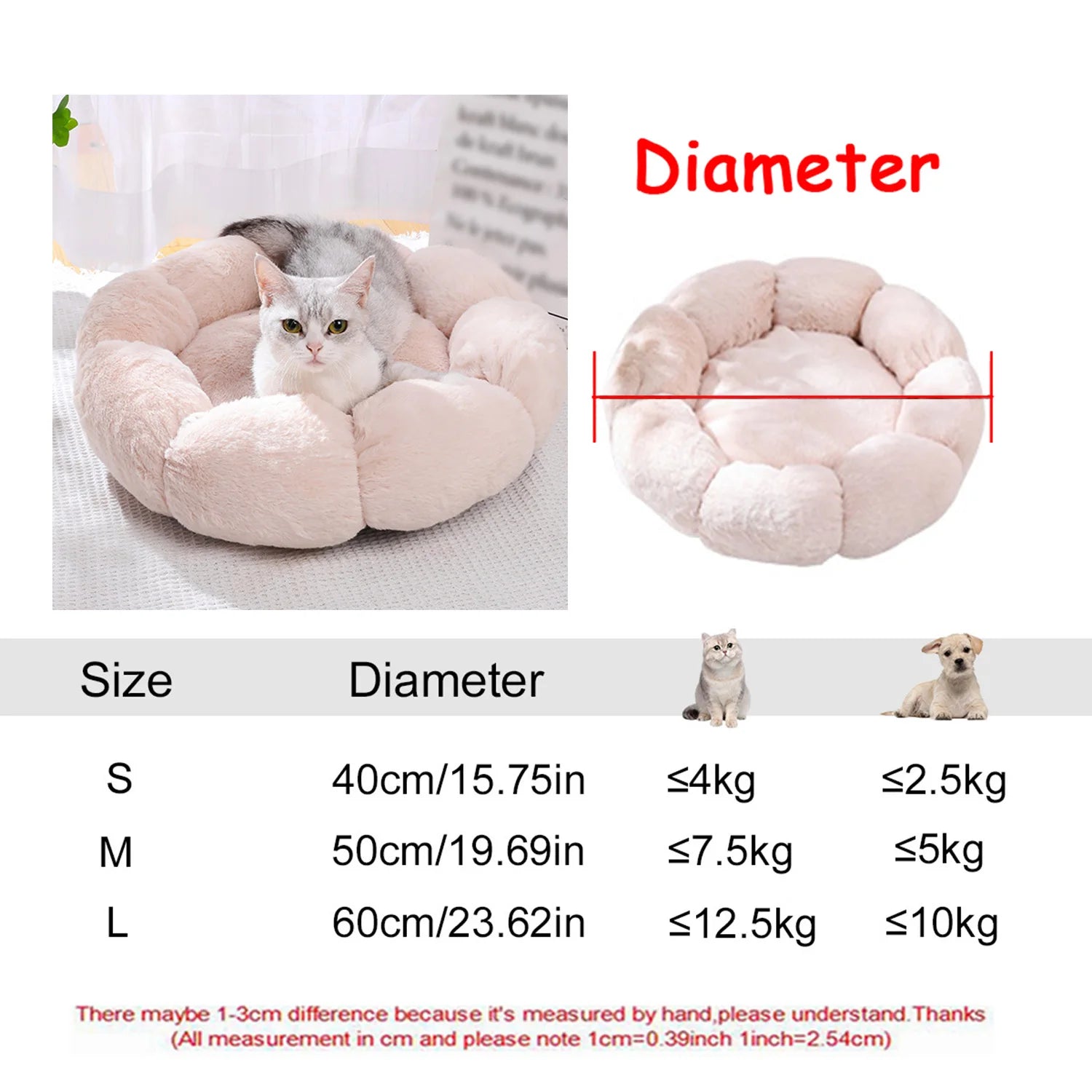Cama redonda para cães, cama quente de inverno para gatos, cesta de pelúcia para cães, lavável, cama para animais de estimação, pequeno, médio e grande, sofá para gatos