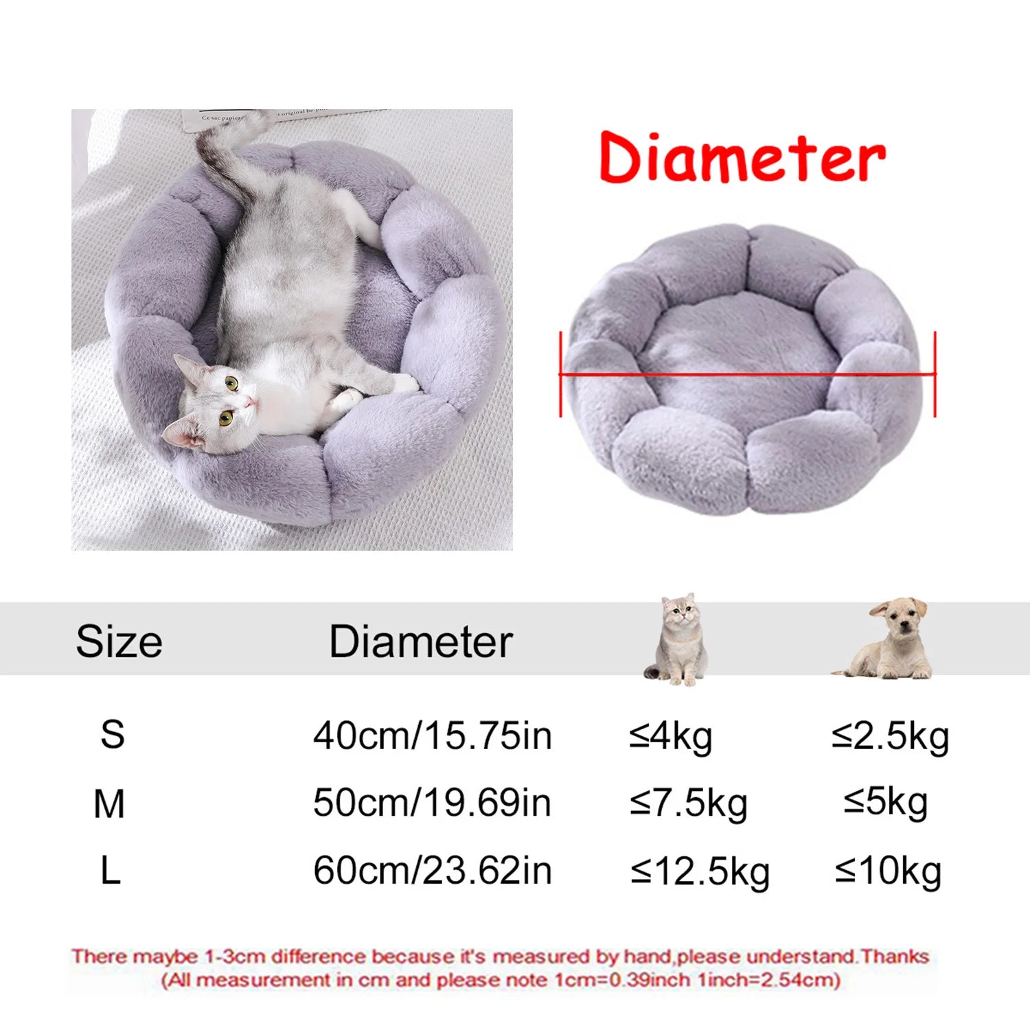 Cama redonda para cães, cama quente de inverno para gatos, cesta de pelúcia para cães, lavável, cama para animais de estimação, pequeno, médio e grande, sofá para gatos