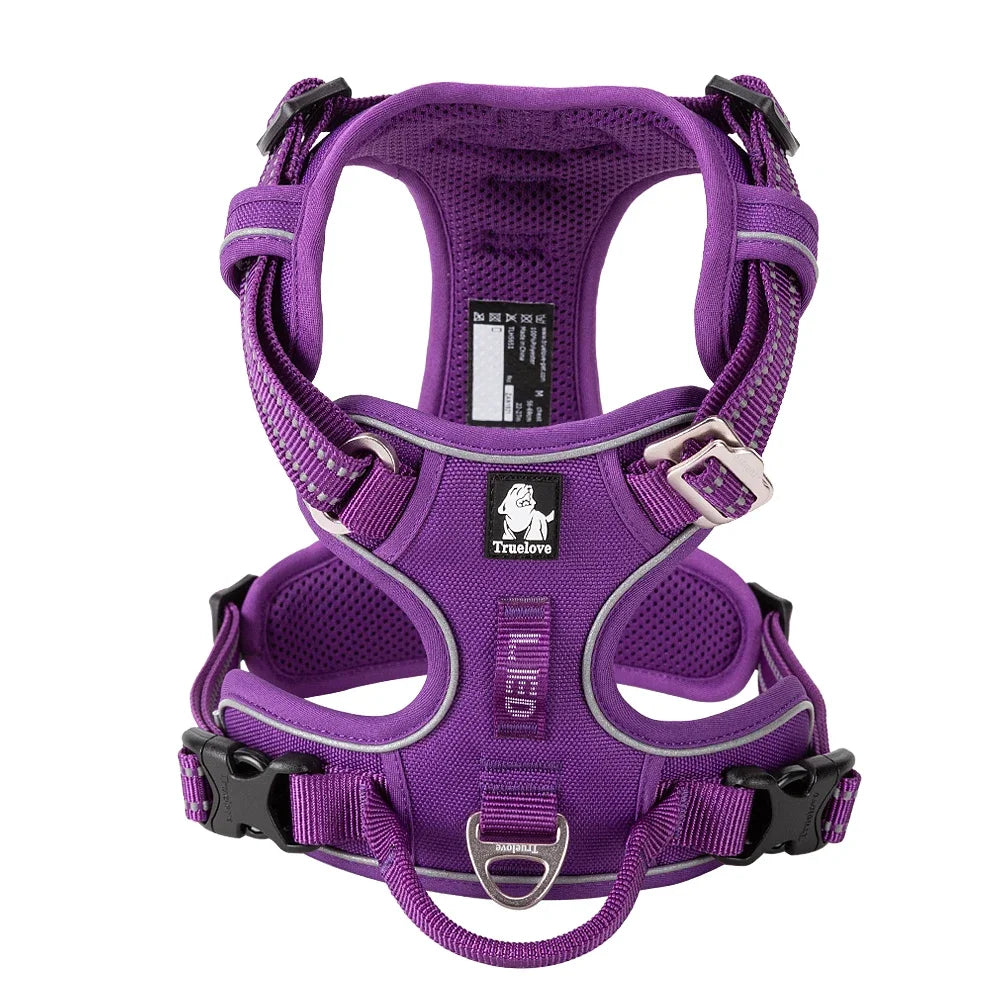 VERO AMOR Arnês para animais de estimação sem tração Nylon Reflexivo Arnês para cães Controle confortável ajustável Step-in Brilhante Truelove TLH5654