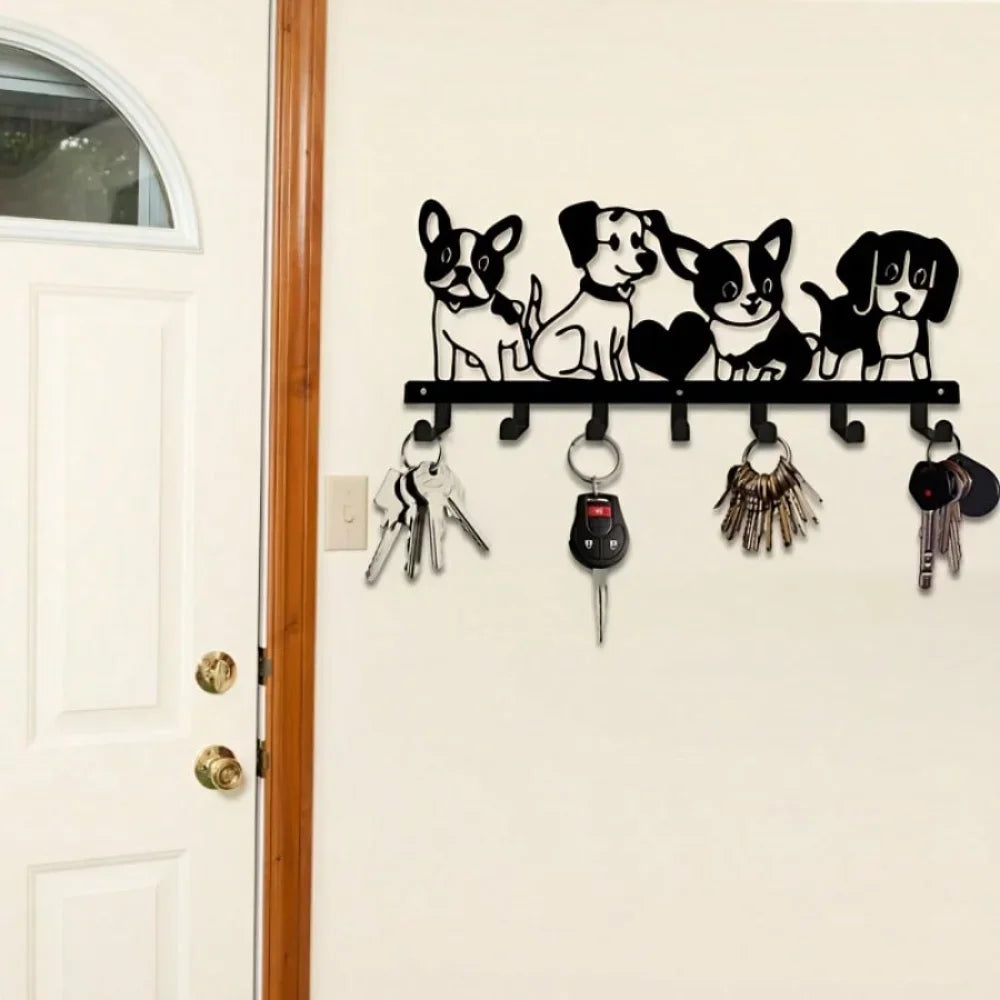 Gancho de parede de metal para cachorro caprichoso PawsomeTale - porta-chaves charmoso para amantes de cães, suporte de parede quadrado durável multiuso