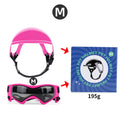 Capacete e óculos para cães pequenos e médios, óculos para capacete de motocicleta com furos para os ouvidos, alças ajustáveis, conjunto de capacete de segurança