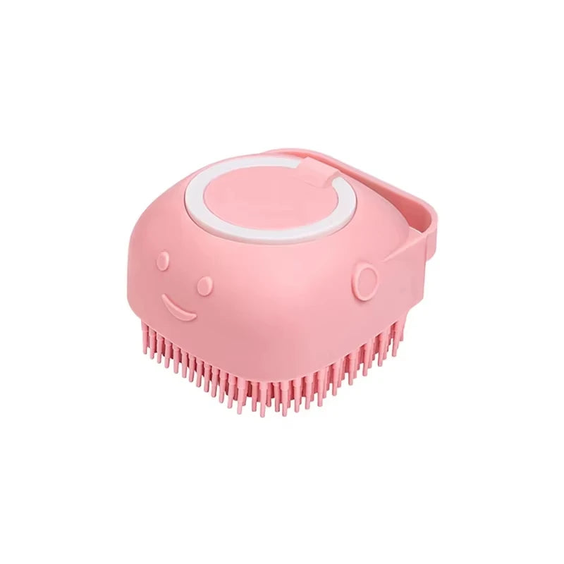 Escova de massagem para pets em silicone macio, borracha, com armazenamento de shampoo embutido, autolimpante, desembaraçante, para cães e gatos, cuidados, higienização, fácil de usar, alta qualidade, durável, escova d