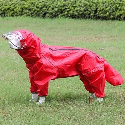 Impermeável Tudo Incluído para Cachorro Grande, Saco com capuz, Cauda de Chuva, Cão Médio a Grande, Samoieda, Labrador, Cão Grande