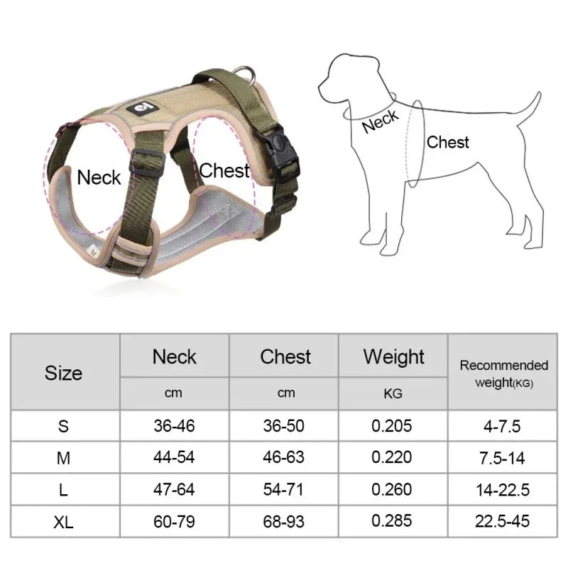 Colete Peitoral Ajustável para Cães de Médio e Grande Porte – com Alça e Tiras Refletivas