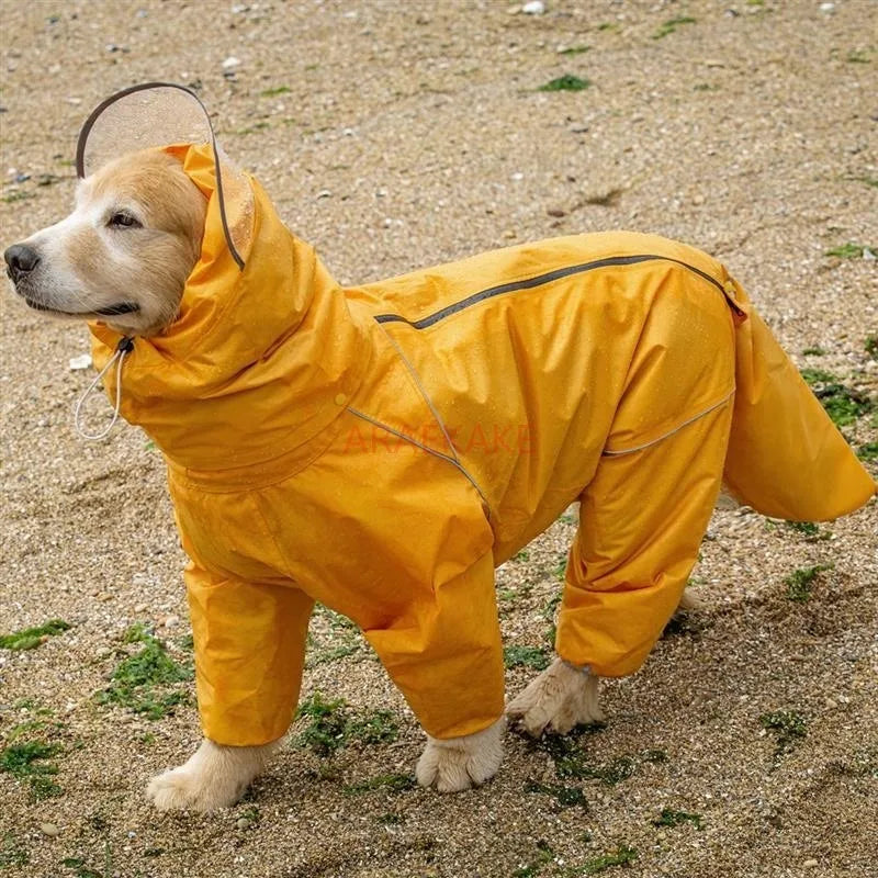 Impermeável Tudo Incluído para Cachorro Grande, Saco com capuz, Cauda de Chuva, Cão Médio a Grande, Samoieda, Labrador, Cão Grande