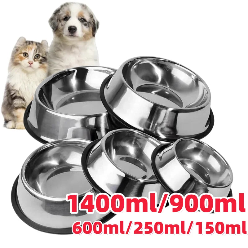 Comedouro ou Bebedouro Inox Antiderrapante Para Cães e Gatos - Resistente e Ideal Para Pets de Todos os Potes