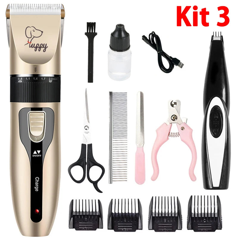 Kit elétrico de tosquiadeira para animais de estimação, para cães, aparador acessível, corte de cabelo, removedor de pelos de gato, conjunto de máquina profissional