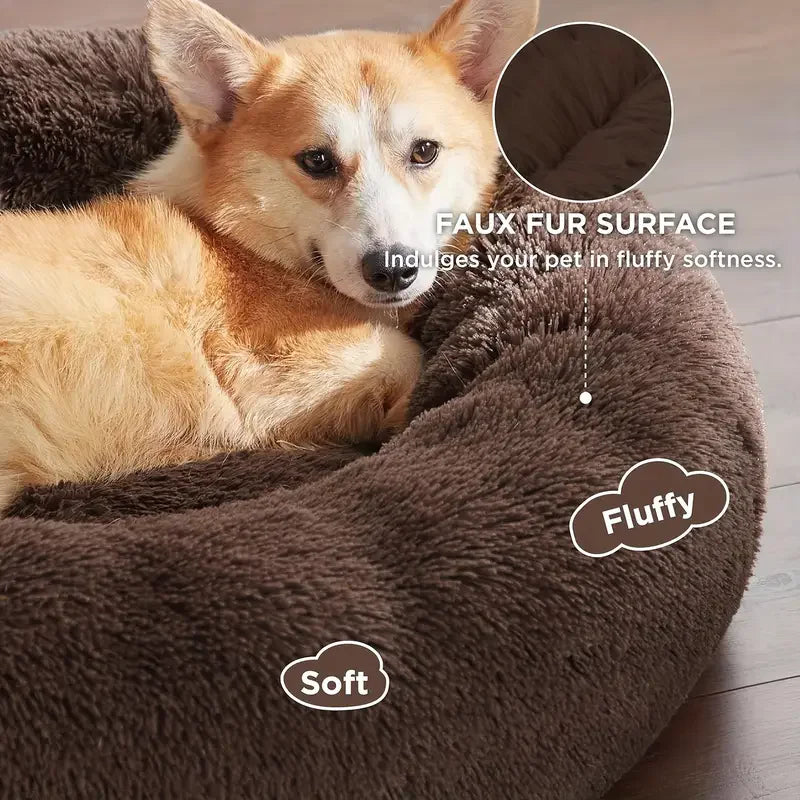 Cama redonda para cães, cama quente de inverno para gatos, cesta de pelúcia para cães, lavável, cama para animais de estimação, pequeno, médio e grande, sofá para gatos