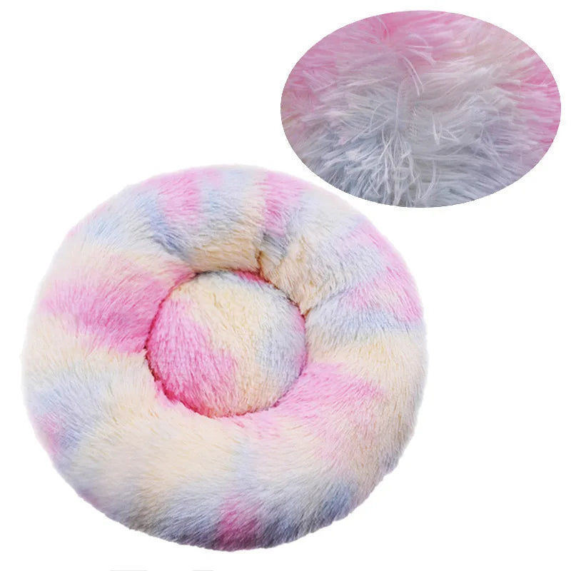 Cama redonda para cães, cama quente de inverno para gatos, cesta de pelúcia para cães, lavável, cama para animais de estimação, pequeno, médio e grande, sofá para gatos