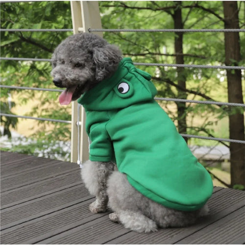 1 peça com capuz fofo para cachorro/gato com design de sapo – moletom quente de inverno para animais de estimação com veludo