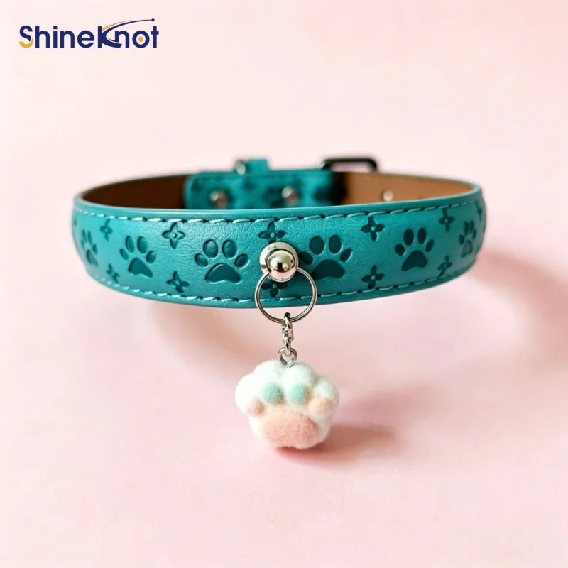 Coleiras populares para cães de porte pequeno e médio, com pingentes de pegadas de patas, coleiras para animais de estimação, coleiras para gatos e cães.