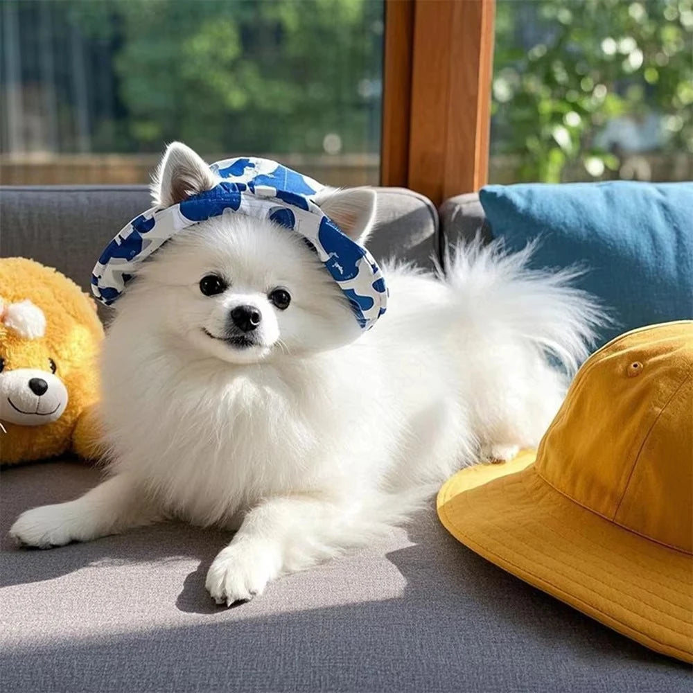 Boné Ajustável para Cães com Estampa Fofa para Filhotes e Raças Pequenas, Chapéu de Proteção Solar para Animais de Estimação para Caminhadas e Atividades ao Ar Livre