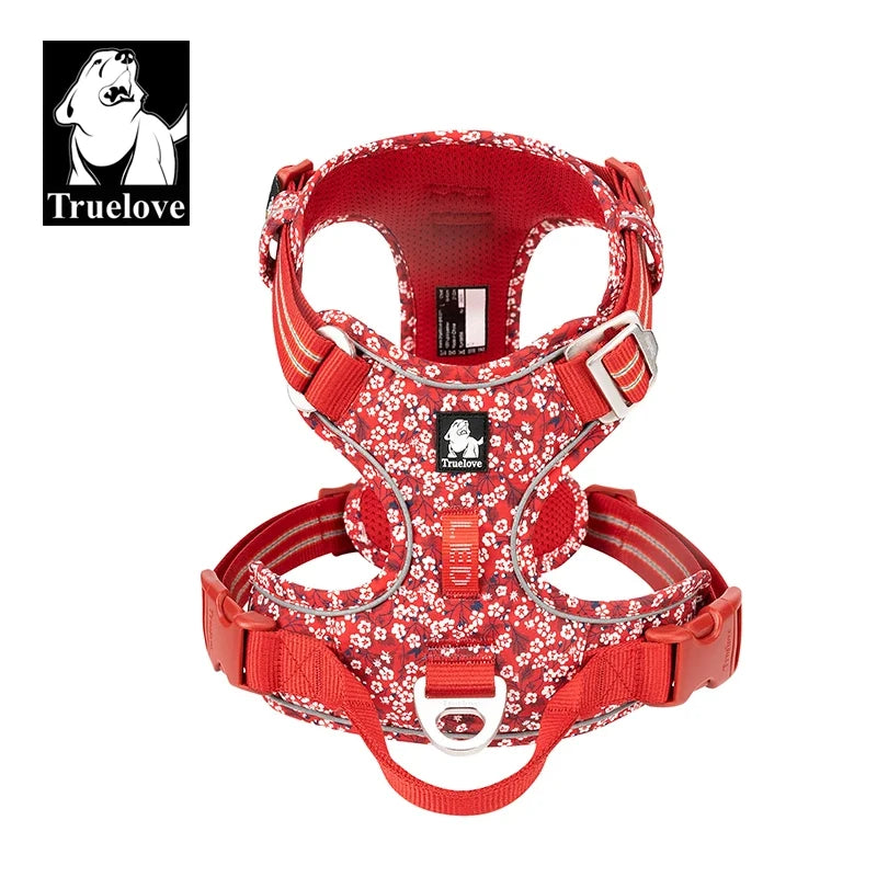VERO AMOR Arnês para animais de estimação sem tração Nylon Reflexivo Arnês para cães Controle confortável ajustável Step-in Brilhante Truelove TLH5654