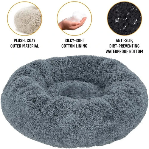 Cama redonda para cães, cama quente de inverno para gatos, cesta de pelúcia para cães, lavável, cama para animais de estimação, pequeno, médio e grande, sofá para gatos