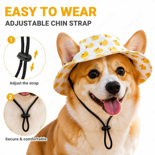 Boné Ajustável para Cães com Estampa Fofa para Filhotes e Raças Pequenas, Chapéu de Proteção Solar para Animais de Estimação para Caminhadas e Atividades ao Ar Livre