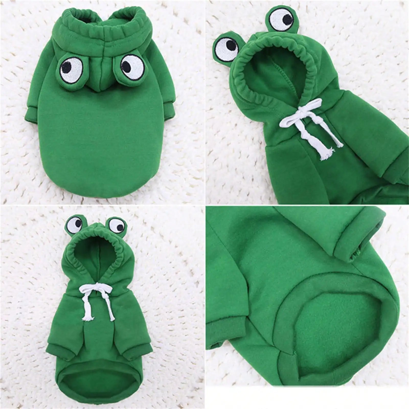 1 peça com capuz fofo para cachorro/gato com design de sapo – moletom quente de inverno para animais de estimação com veludo