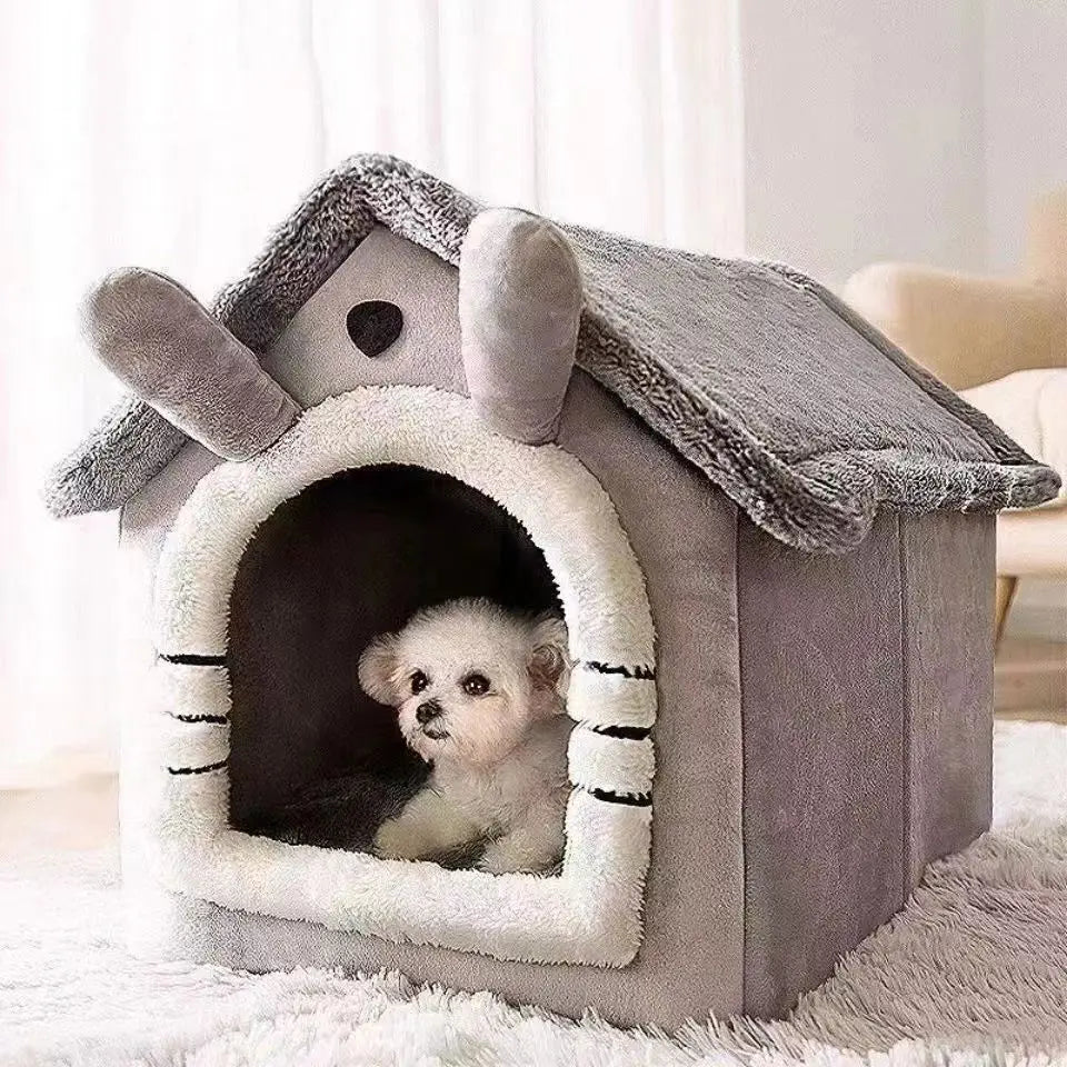 Cama estilo casa para cães para todas as estações - Cama removível lavável para animais de estimação para cães pequenos Teddy Winter Warm Cat Dog House