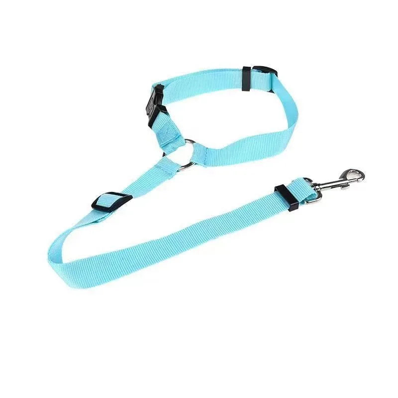 Cinto de segurança dois em um para animais de estimação, cor sólida, trela de chumbo de nylon, cinto de segurança ajustável para cães, coleira, acessórios para animais de estimação
