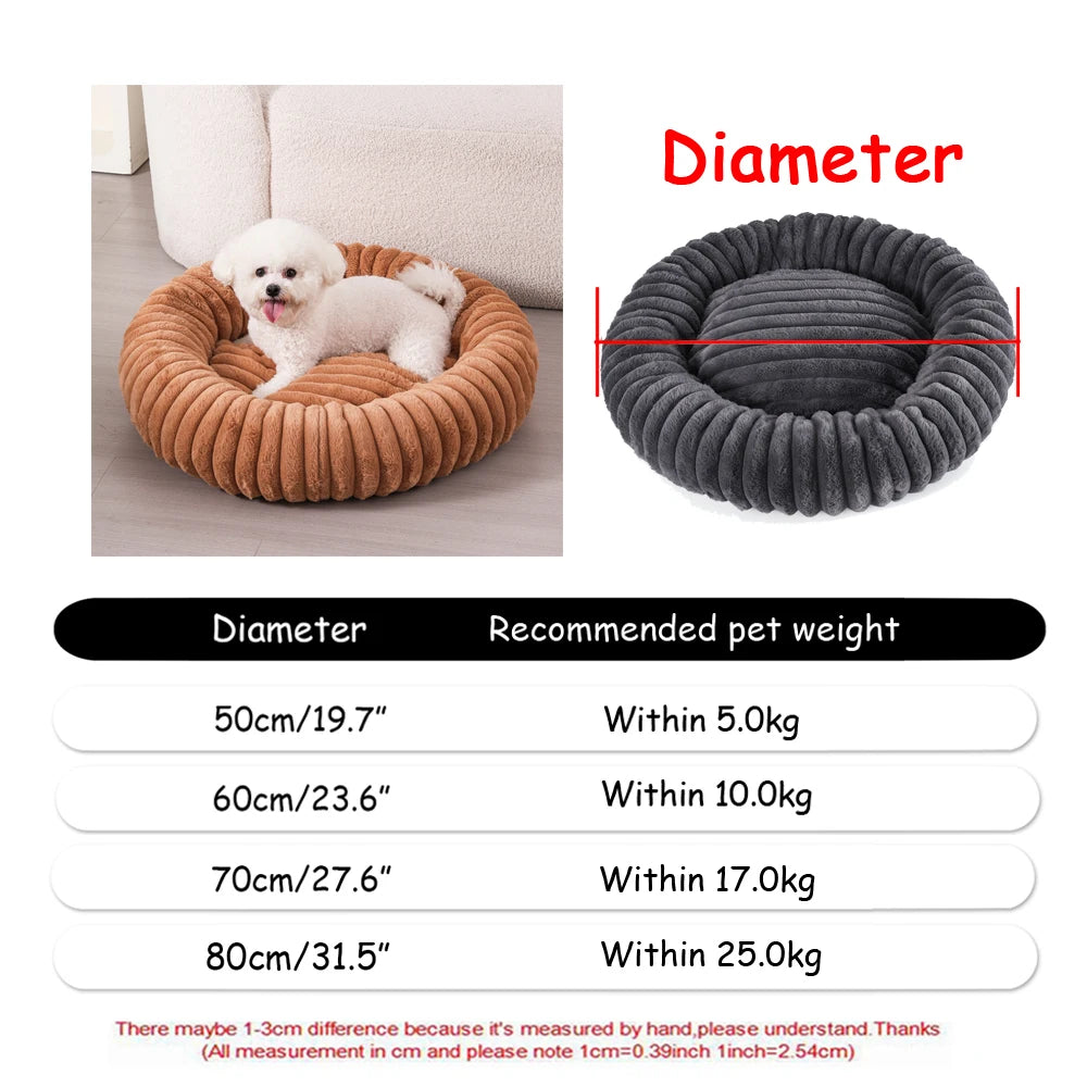 Cama redonda para cães, cama quente de inverno para gatos, cesta de pelúcia para cães, lavável, cama para animais de estimação, pequeno, médio e grande, sofá para gatos