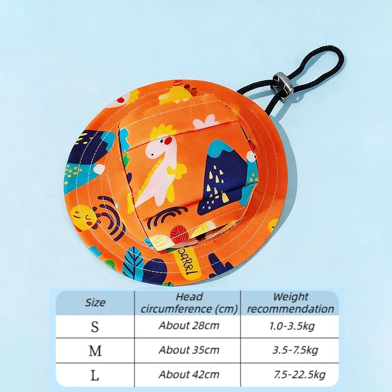Boné Ajustável para Cães com Estampa Fofa para Filhotes e Raças Pequenas, Chapéu de Proteção Solar para Animais de Estimação para Caminhadas e Atividades ao Ar Livre