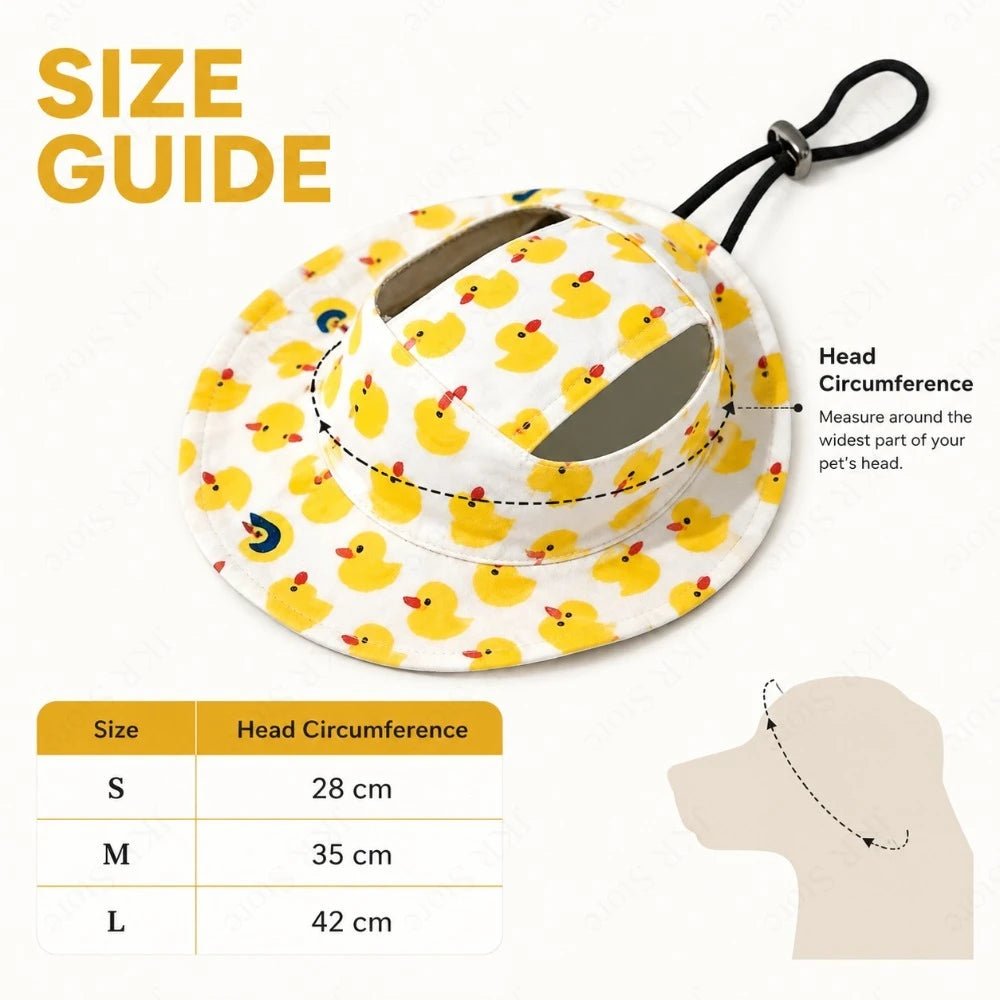 Boné Ajustável para Cães com Estampa Fofa para Filhotes e Raças Pequenas, Chapéu de Proteção Solar para Animais de Estimação para Caminhadas e Atividades ao Ar Livre