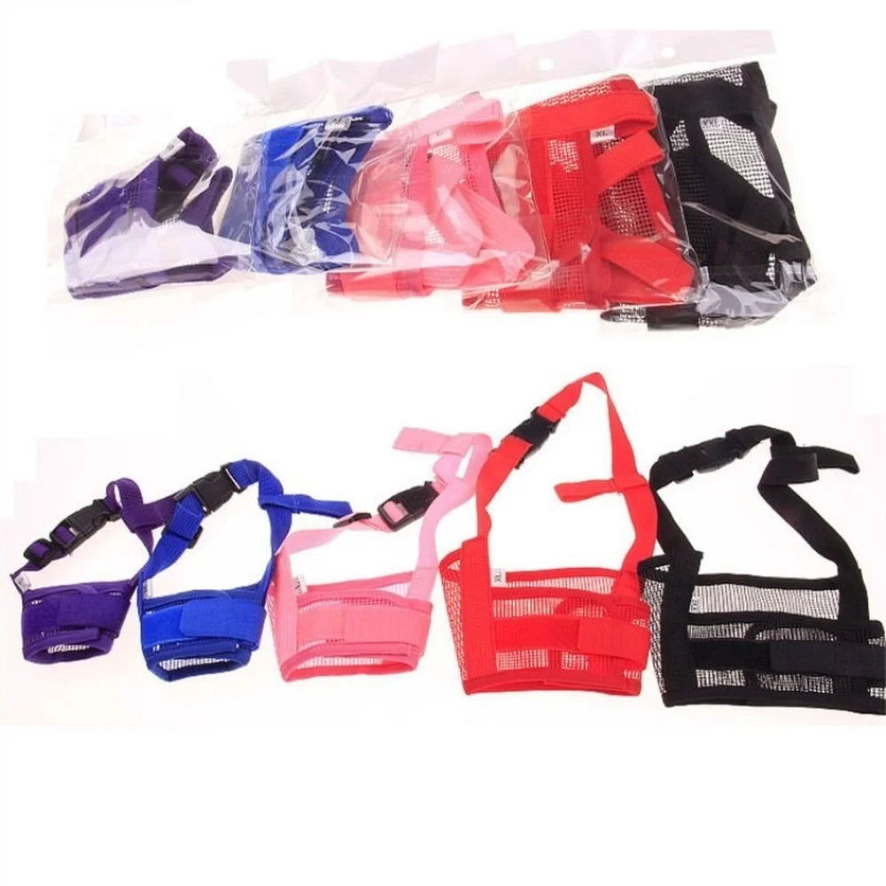 Focinho anti-latidos para cães pequenos e grandes, malha ajustável, respirável, boca para animais de estimação, tiras de nylon, acessórios para cães