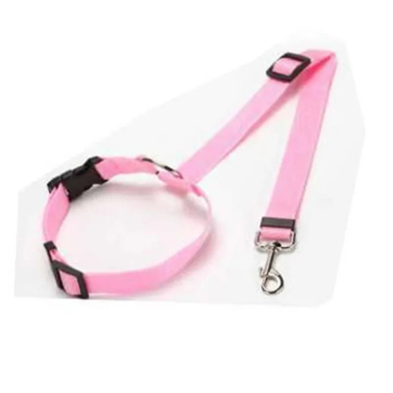 Cinto de segurança dois em um para animais de estimação, cor sólida, trela de chumbo de nylon, cinto de segurança ajustável para cães, coleira, acessórios para animais de estimação