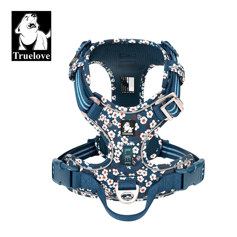 VERO AMOR Arnês para animais de estimação sem tração Nylon Reflexivo Arnês para cães Controle confortável ajustável Step-in Brilhante Truelove TLH5654