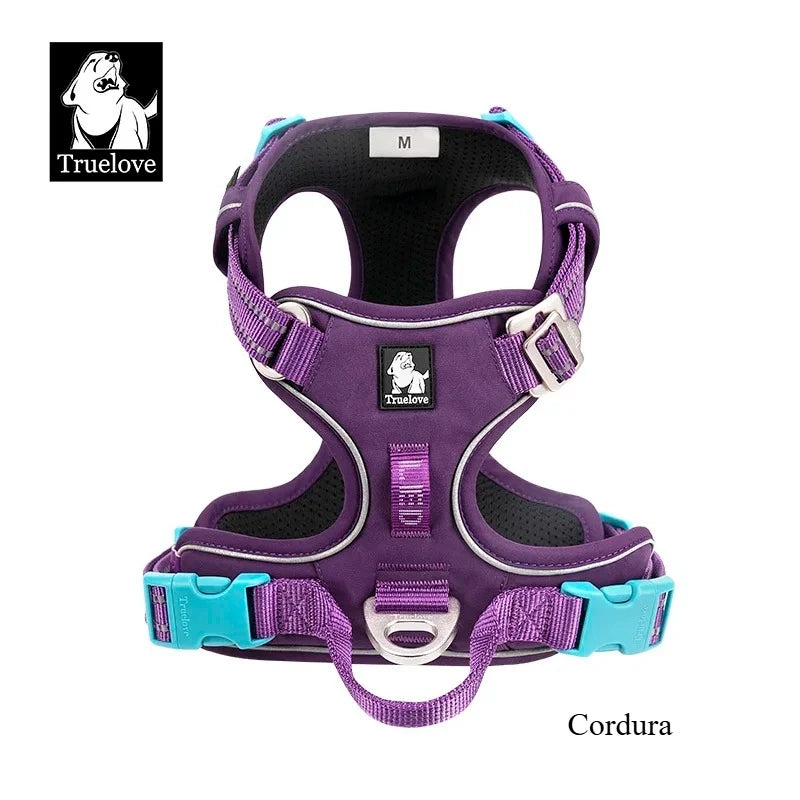 VERO AMOR Arnês para animais de estimação sem tração Nylon Reflexivo Arnês para cães Controle confortável ajustável Step-in Brilhante Truelove TLH5654
