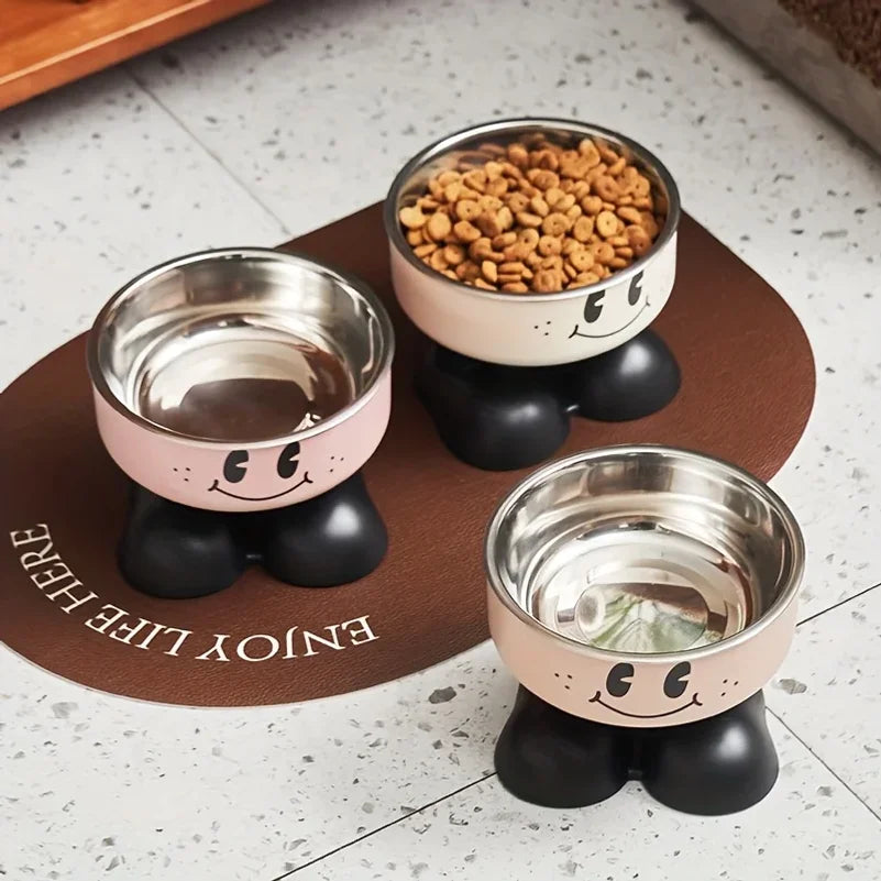 Tigela elevada para cães e gatos em aço inoxidável, tigela para comida e água, anti-derramamento, para filhotes, cães e gatos de pequeno, médio e grande porte.