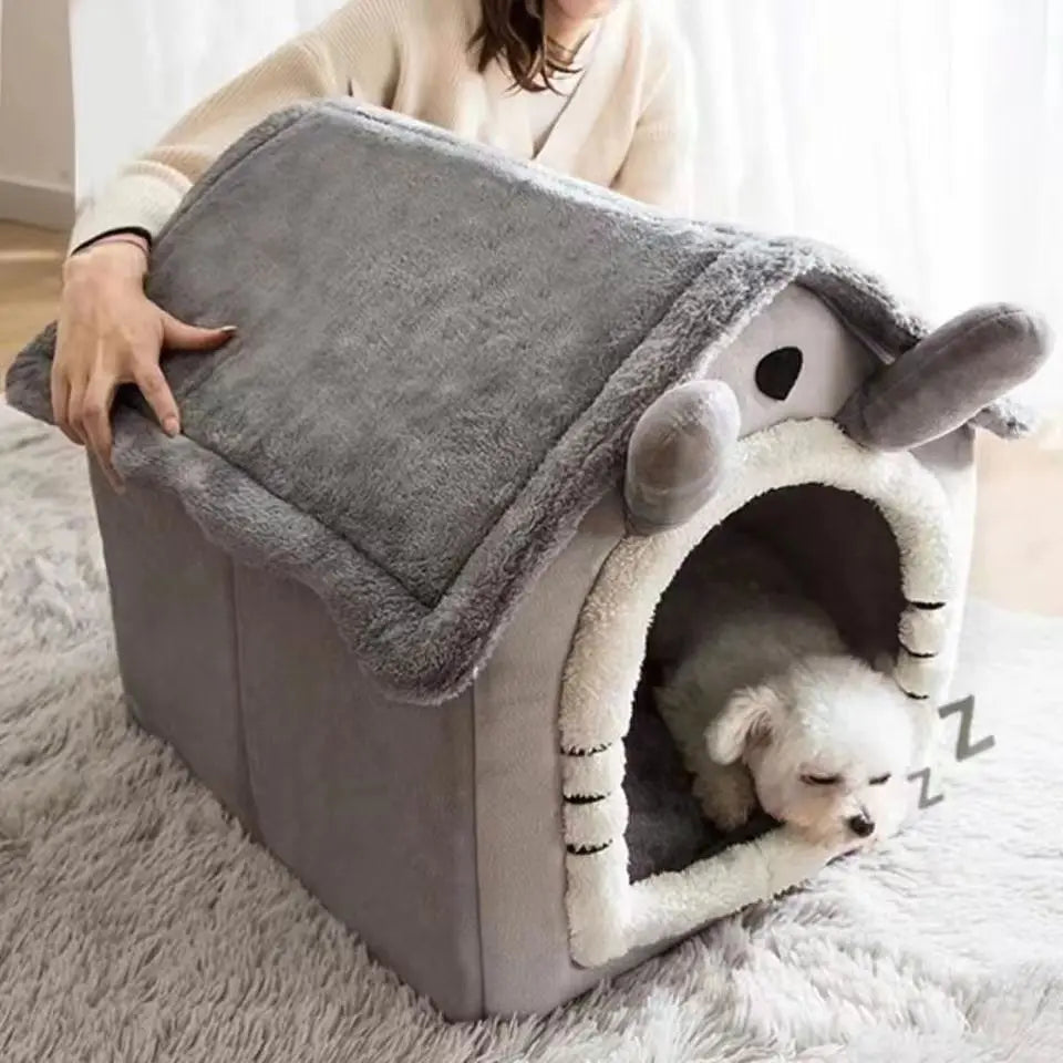 Cama estilo casa para cães para todas as estações - Cama removível lavável para animais de estimação para cães pequenos Teddy Winter Warm Cat Dog House