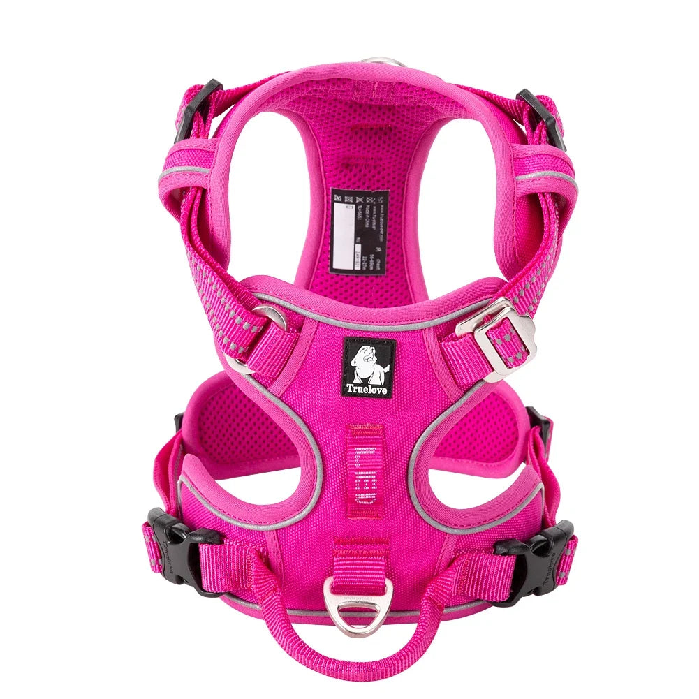 VERO AMOR Arnês para animais de estimação sem tração Nylon Reflexivo Arnês para cães Controle confortável ajustável Step-in Brilhante Truelove TLH5654
