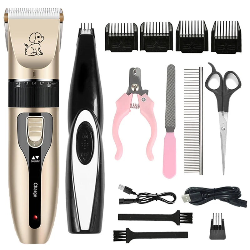 Kit elétrico de tosquiadeira para animais de estimação, para cães, aparador acessível, corte de cabelo, removedor de pelos de gato, conjunto de máquina profissional