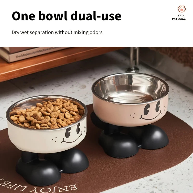 Tigela elevada para cães e gatos em aço inoxidável, tigela para comida e água, anti-derramamento, para filhotes, cães e gatos de pequeno, médio e grande porte.