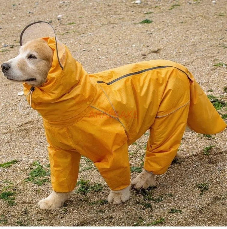 Impermeável Tudo Incluído para Cachorro Grande, Saco com capuz, Cauda de Chuva, Cão Médio a Grande, Samoieda, Labrador, Cão Grande