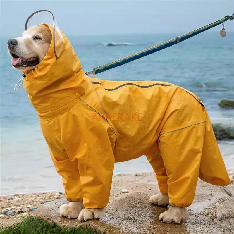 Impermeável Tudo Incluído para Cachorro Grande, Saco com capuz, Cauda de Chuva, Cão Médio a Grande, Samoieda, Labrador, Cão Grande