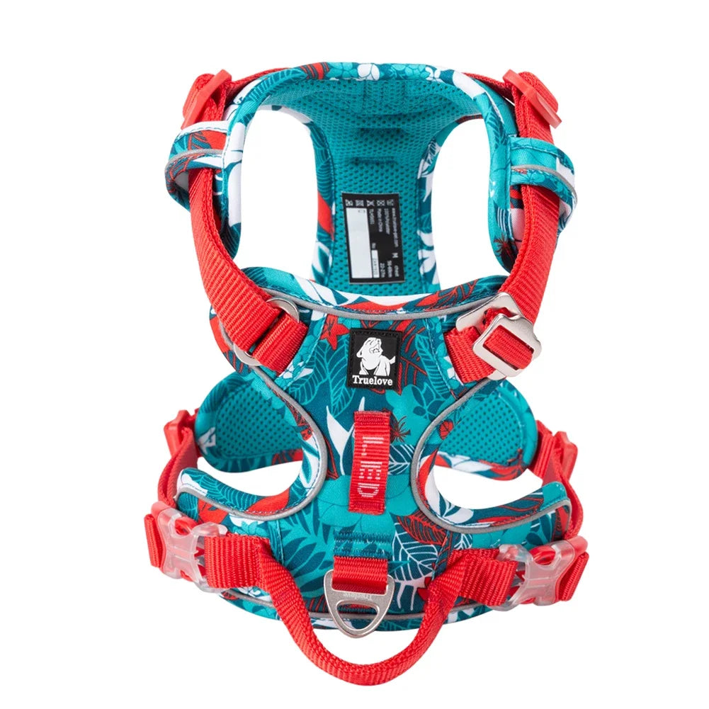 VERO AMOR Arnês para animais de estimação sem tração Nylon Reflexivo Arnês para cães Controle confortável ajustável Step-in Brilhante Truelove TLH5654