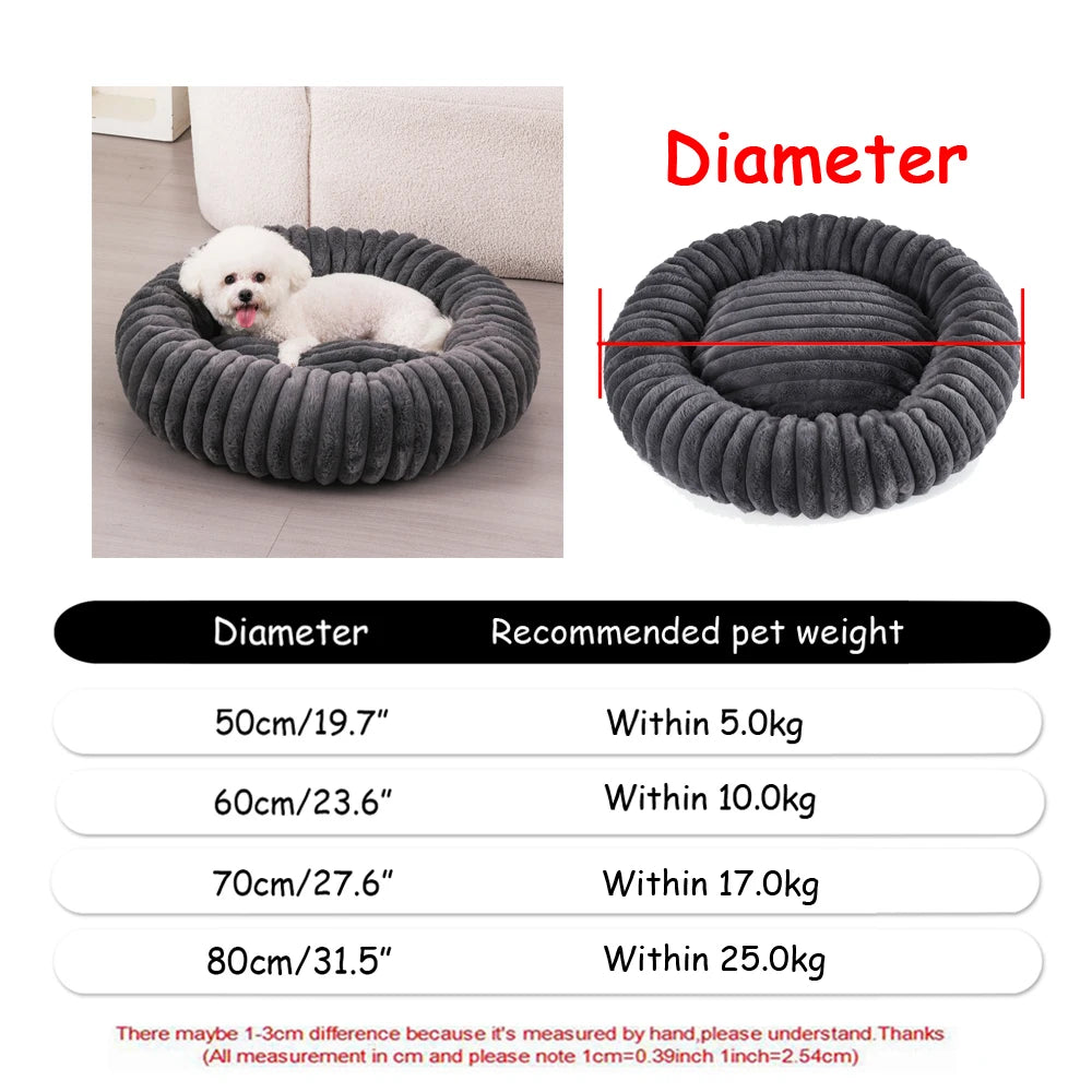 Cama redonda para cães, cama quente de inverno para gatos, cesta de pelúcia para cães, lavável, cama para animais de estimação, pequeno, médio e grande, sofá para gatos