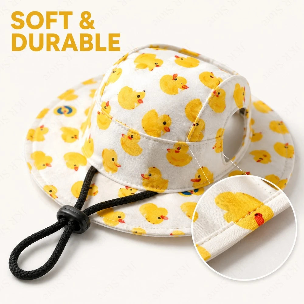 Boné Ajustável para Cães com Estampa Fofa para Filhotes e Raças Pequenas, Chapéu de Proteção Solar para Animais de Estimação para Caminhadas e Atividades ao Ar Livre
