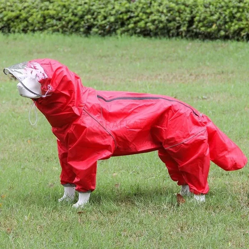 Impermeável Tudo Incluído para Cachorro Grande, Saco com capuz, Cauda de Chuva, Cão Médio a Grande, Samoieda, Labrador, Cão Grande