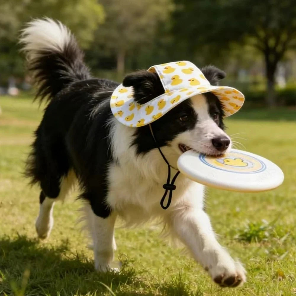 Boné Ajustável para Cães com Estampa Fofa para Filhotes e Raças Pequenas, Chapéu de Proteção Solar para Animais de Estimação para Caminhadas e Atividades ao Ar Livre