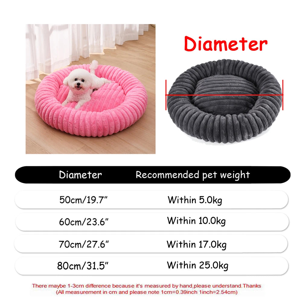 Cama redonda para cães, cama quente de inverno para gatos, cesta de pelúcia para cães, lavável, cama para animais de estimação, pequeno, médio e grande, sofá para gatos
