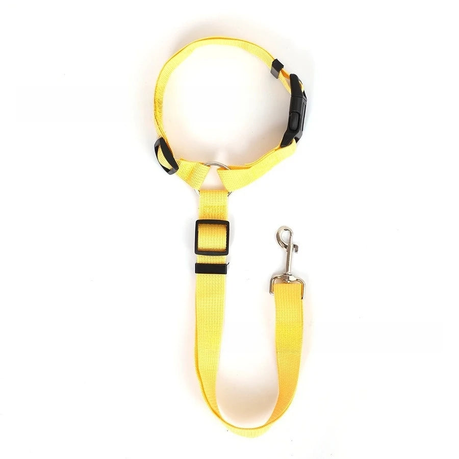 Cinto de segurança dois em um para animais de estimação, cor sólida, trela de chumbo de nylon, cinto de segurança ajustável para cães, coleira, acessórios para animais de estimação
