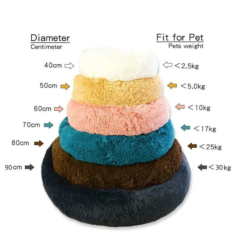 Cama redonda para cães, cama quente de inverno para gatos, cesta de pelúcia para cães, lavável, cama para animais de estimação, pequeno, médio e grande, sofá para gatos