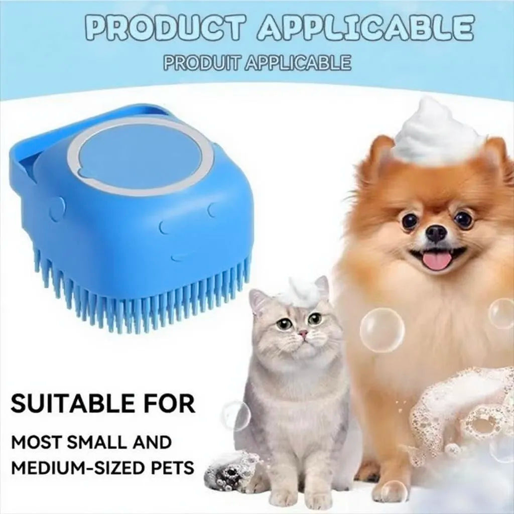 Escova de massagem para pets em silicone macio, borracha, com armazenamento de shampoo embutido, autolimpante, desembaraçante, para cães e gatos, cuidados, higienização, fácil de usar, alta qualidade, durável, escova d