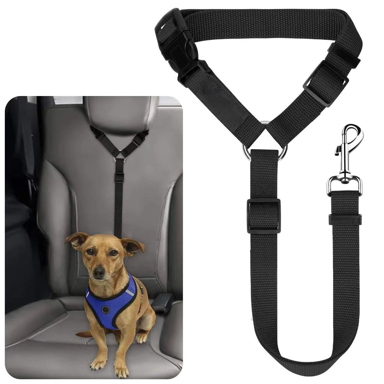 Cinto de segurança dois em um para animais de estimação, cor sólida, trela de chumbo de nylon, cinto de segurança ajustável para cães, coleira, acessórios para animais de estimação