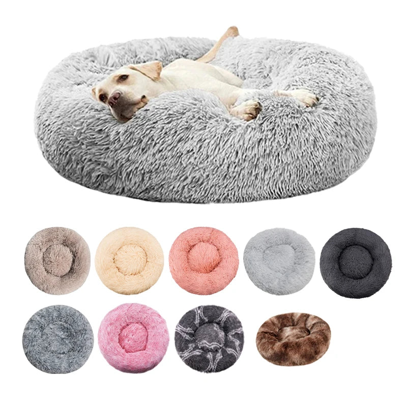 Cama redonda para cães, cama quente de inverno para gatos, cesta de pelúcia para cães, lavável, cama para animais de estimação, pequeno, médio e grande, sofá para gatos